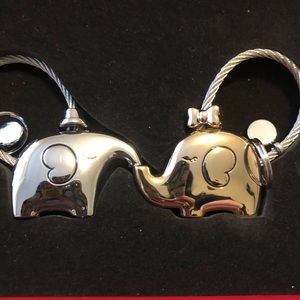 Couples Elephant Keychains Silver & Gold NEW